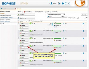 look for the email messaging rule in the firewall definitions